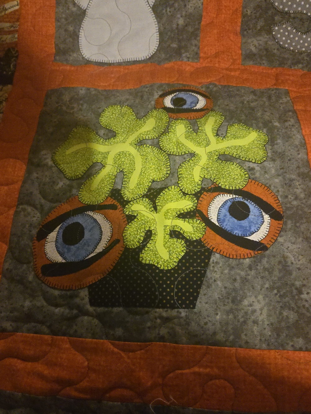 Contemporary Fall, Halloween Embroidered  Quilt